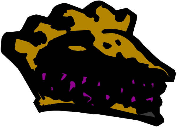 The image shows a cartoon of an alligator with purple teeth sitting on top of what appears to be a castle-like structure in front of which there is text that reads "THE END."