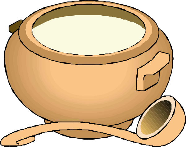 The image shows a cartoon illustration of two cauldrons with lids on top; there is no text present in this clip-art picture.