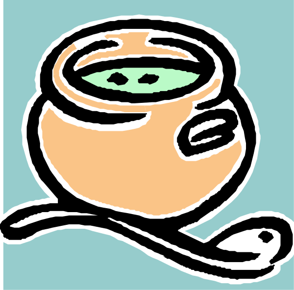 The image shows a cartoon of an orange teapot with two faces drawn on it; above is a blue sky background while below appears to be water due to its wavy lines.