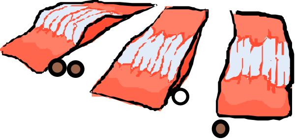 The image shows a row of red toothbrushes with white bristles against a dark background.