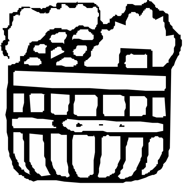 The black and white logo features a stylized depiction of an oven with food items inside it on top left corner against a dark background.
