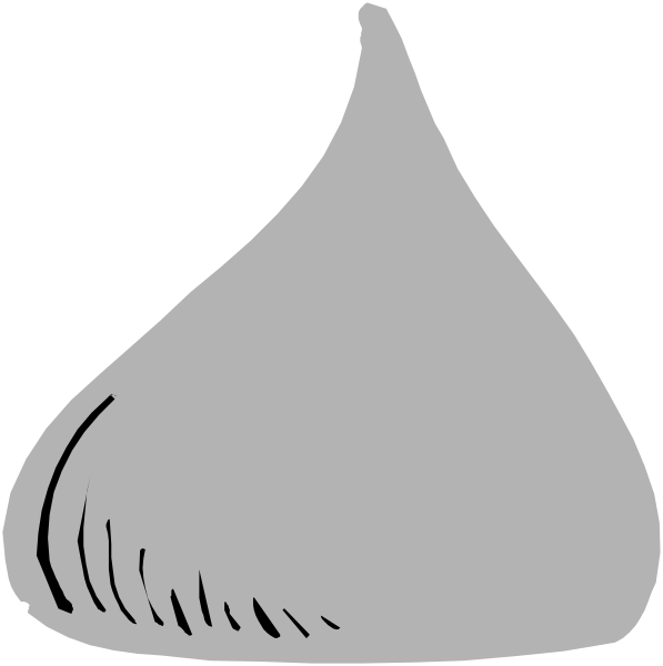 The image shows a simple black and white illustration of two Hershey's chocolate kisses with their characteristic pointed ends facing upwards against an unadorned background.
