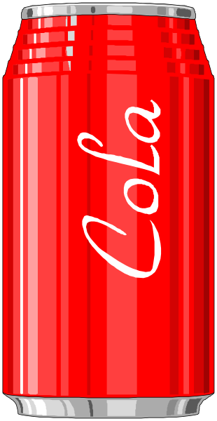 The image shows a red Coca Cola can with white lettering on it against a black background.