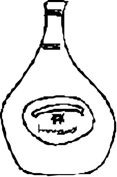The black and white illustration shows a bottle with an eye on it placed against a dark background.