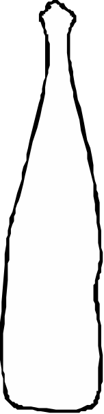 The image shows a black and white illustration of two wine bottles with different shapes; on the left is an upright bottle resembling champagne flutes, while to its right stands another taller bottle that appears more like beer mugs stacked vertically.