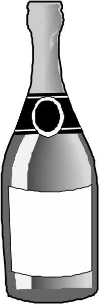 The image shows a bottle of champagne with an open top next to it on its side is another identical bottle standing upright in front of both bottles.