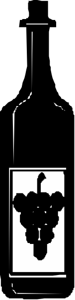 The image shows a bottle of wine with its label facing away from view against an indistinct background that appears to be dark in color.