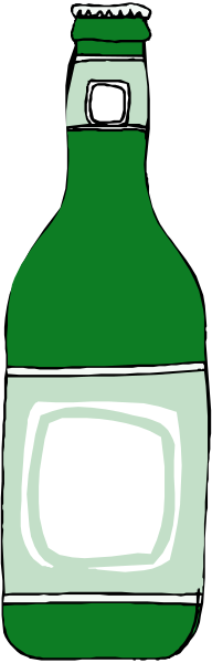 The image shows a green bottle with white labels on it placed against a grey background.