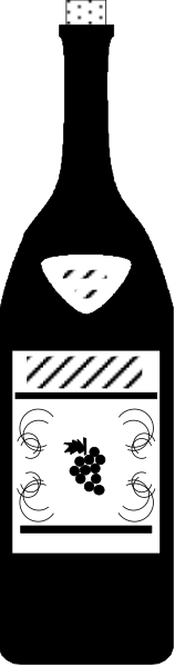 The image shows a tall bottle with various designs on it placed against an abstract background that resembles vertical lines of different shades creating a striped effect.