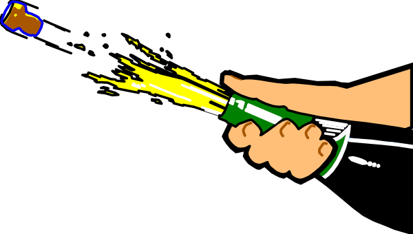 The image shows a hand holding an object that appears to be spraying liquid at another person who is out of frame; there's no text present in this clip-art illustration.