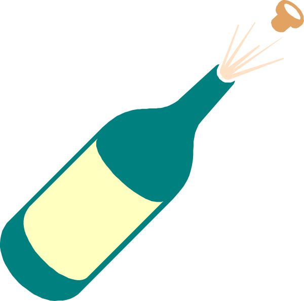 The image shows a bottle of wine with an open cork flying through midair next to it is depicted as exploding into pieces against a black background.