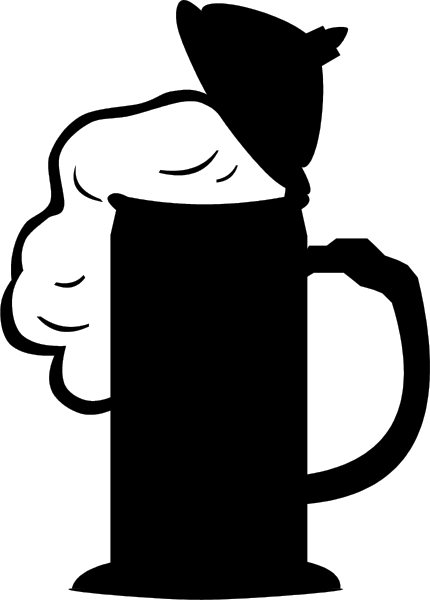 The black and white cartoon shows a person with their head cut off from behind by what appears to be an axe blade in front of them.
