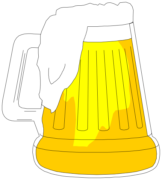 The image shows a cartoon of an ice cold beer with foam on top inside a mug handle, placed next to what appears to be a white towel draped over it as if just pulled from use.