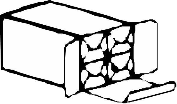 The black and white logo features a brick wall with two bricks on top of each other to its left side, an image that resembles a barcode in the center right area, which is predominantly darker than the rest of the design, suggesting it might be representing something like wood or metal.