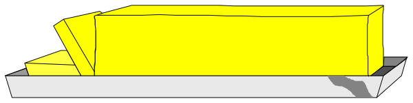 The image shows a yellow object with black lines on it against a gray background.