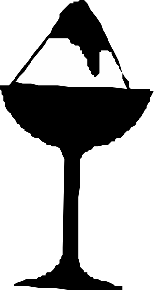 The image shows a black and white photo of an object that appears to be a bottle with liquid inside it placed on top of another surface which could possibly be water due to its reflective properties.