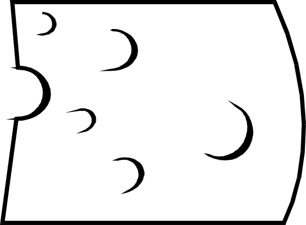 The black and white cartoon shows a character with two eyes looking upwards towards three crescent moons against an empty sky background.