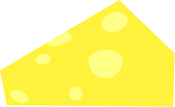 The image shows a yellow cheese wedge with holes on top of it against a dark background.