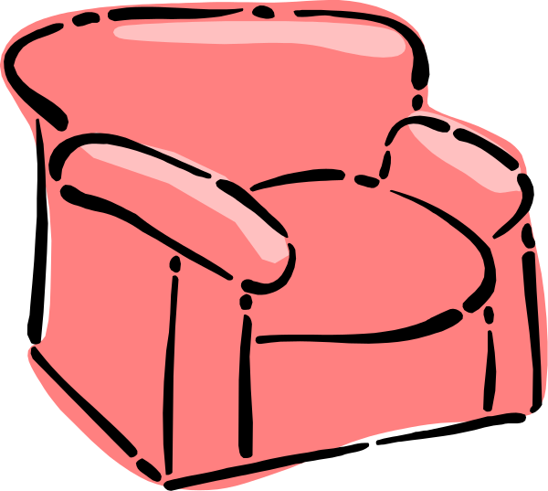 The image shows a red armchair with two arms on either side of it against a black background.