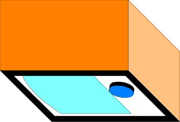 The image shows a pixelated representation of an abstract design with geometric shapes that resemble buildings against a gray background.