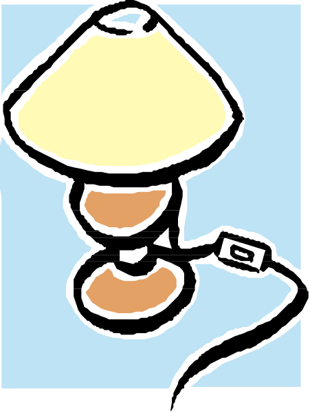 The image shows a cartoon of an upside down light bulb with two black dots on it hanging from what appears to be a string in front of a blue background.