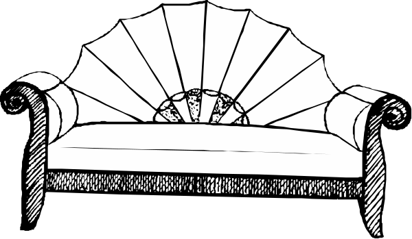 The black and white illustration shows a couch with an open sunroof on top of it against a dark background.