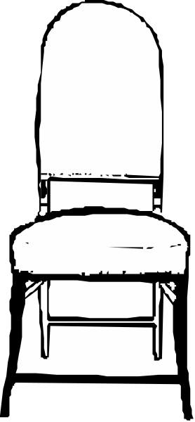 The black and white illustration shows a chair with an arched backrest on it against a plain background.