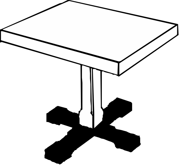 The black and white illustration shows a simple table with four legs on top of it is an abstract representation without any additional context provided in this image.