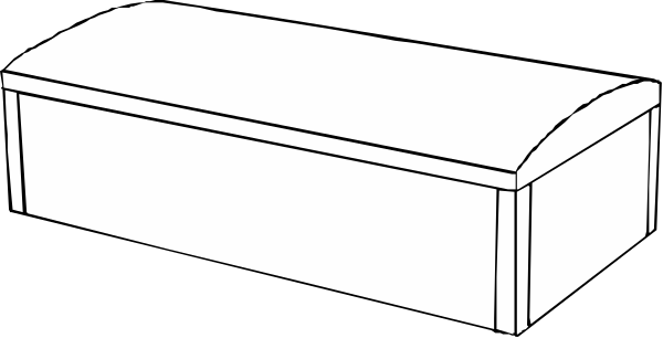 The black and white line drawing shows a simple bed with four legs at each corner on top of what appears to be a gray surface in an indoor environment.