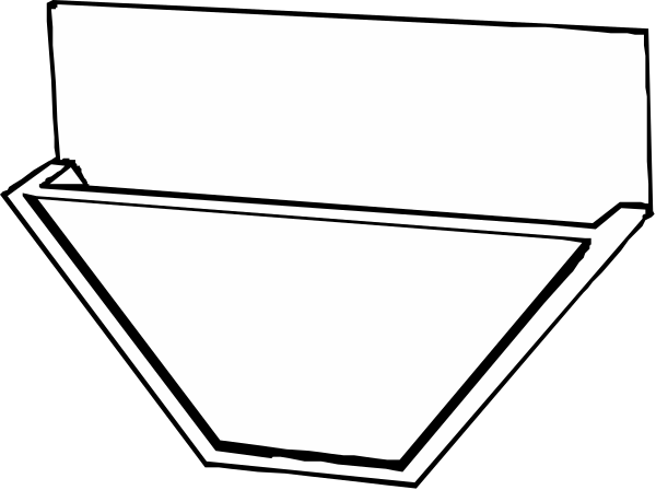 The black and white illustration shows a simple line drawing of an open cardboard box with its flaps spread out on top against a dark background.
