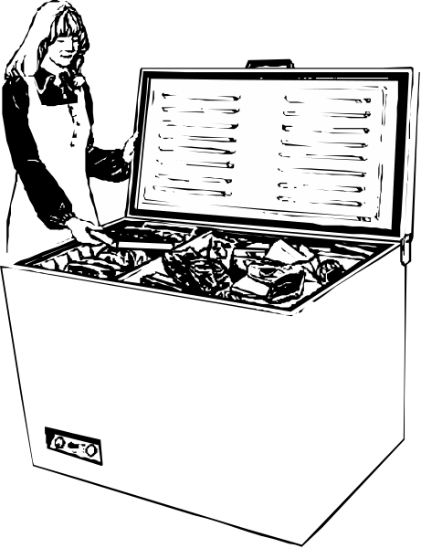 The black and white photo shows a person standing next to an open suitcase filled with various items on what appears to be a table in front of them.