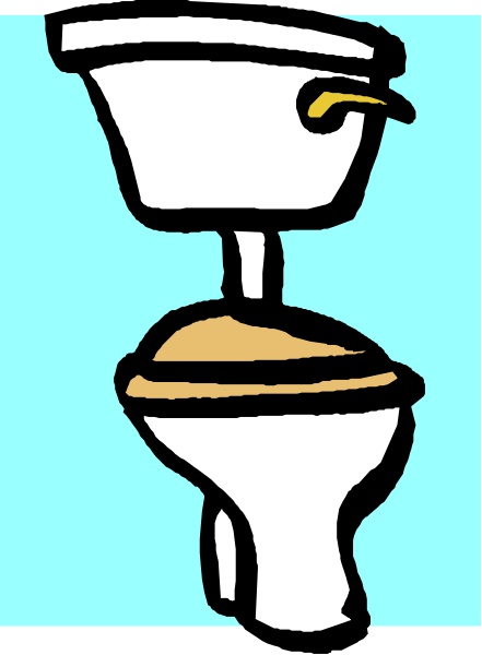 The cartoon shows a toilet with an open lid sitting on top of another object that resembles a sink basin; there is no visible text in this image.