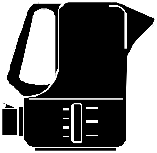 The black and white logo of a coffee machine with steam coming out from it is shown on top left corner against a dark background.