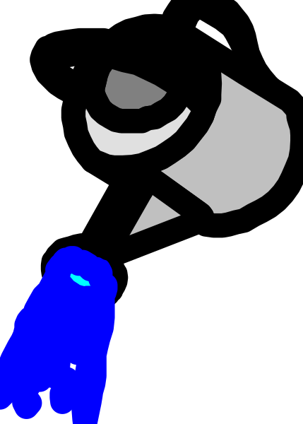 The image shows a black silhouette of an animal with blue eyes against a white background on the left side; there is no text present in this clip-art image.