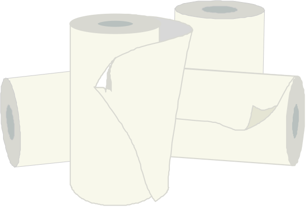 The image shows a collection of toilet paper rolls stacked on top of each other with some unraveling from their packaging.