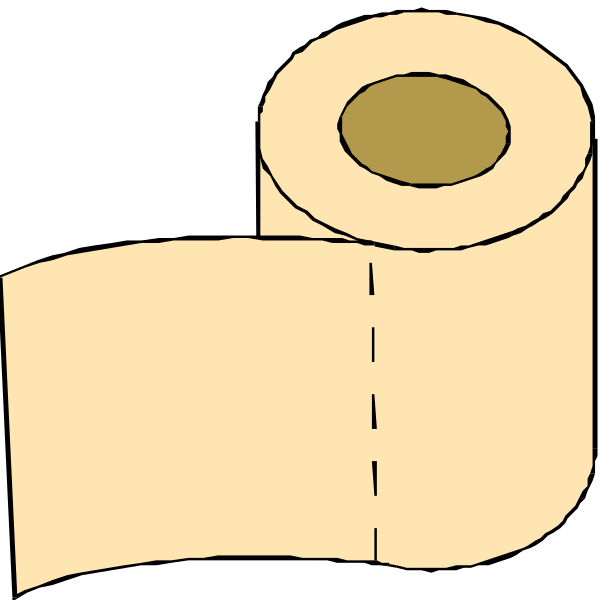The image shows a roll of toilet paper with its end unrolled to reveal an intact sheet inside it against a black background.