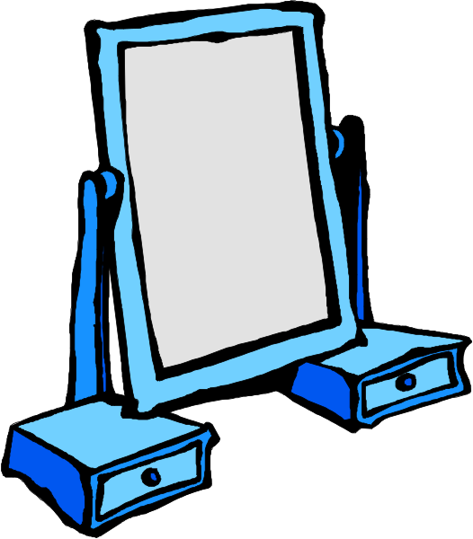 The image shows a blue tablet stand with an empty space where you would put your device to display it at eye level on top of two small stands that appear to be made from cardboard boxes painted in shades of brown and white, placed against what looks like a plain background or wallpaper patterned in black and gray.