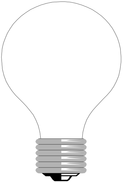 The image shows a black light bulb with an illuminated filament inside against a dark background on the left side of the frame; there is also a white silhouette of what appears to be a person's head and shoulders, facing rightwards in front of the lit bulb, which has been edited or overlaid onto this image.