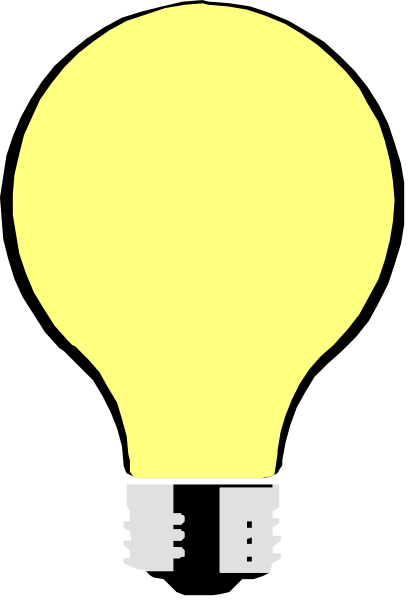 The image shows a yellow light bulb with two black lines for eyes on it against a dark background.