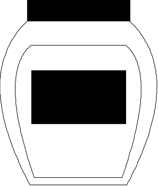 The image shows a white silhouette of an object that resembles a bell jar with two handles on either side at its top edge; it is set against a black background.
