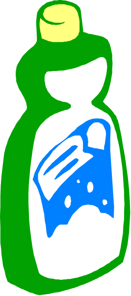 The image shows a green bottle with an illustration of a person on it against a black background.