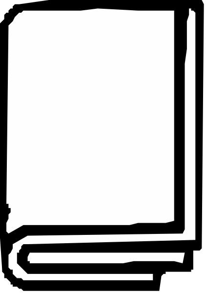 The black and white icon shows a book with an open cover on its left side placed against what appears to be a vertical surface like a wall or door frame.