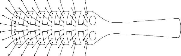 The image shows a black and white illustration of an open zipper with its teeth exposed on top against a gray background.