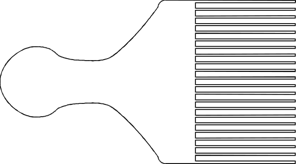 The image shows a black and white illustration of two gears with teeth meshed together against an abstract background featuring lines that create patterns resembling sound waves or musical notes.