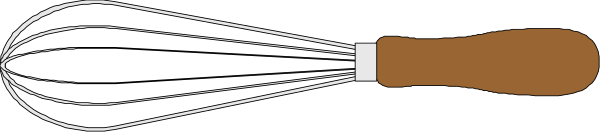 The picture shows a whisk with two handles on either side of it against a gray background.
