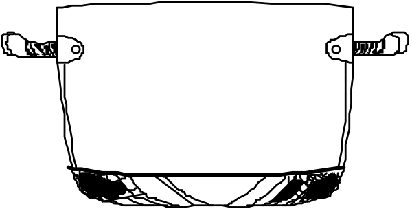The image shows a black rectangle with two white dots on it against a gray background.