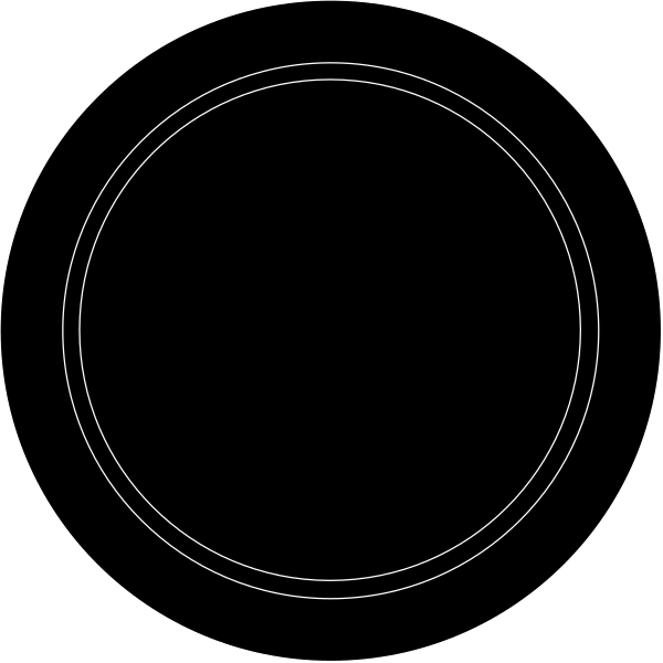 The image shows a black circle with two concentric circles inside it against an unseen background.