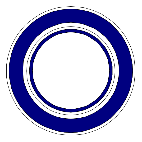 The image shows a blue circle with an inner white ring on it against a black background.
