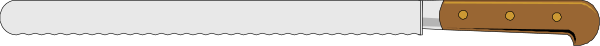 The image shows a knife with wooden handles placed on top of each other against a gray background.