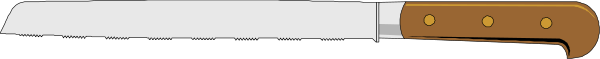 The image shows a knife with wooden handle resting on its side against gray background.